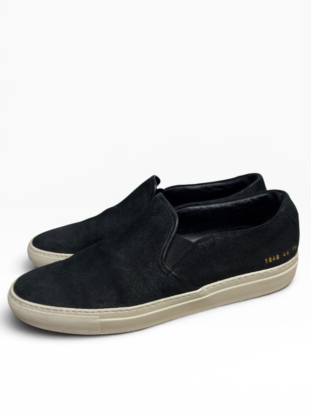 Common Projects Suede Slip-On Sneakers Black EU 44 US 10.5 11 Made In Italy